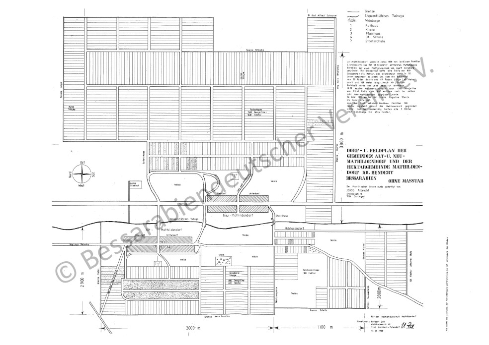 Alt-Mathildendorf / Neu-Mathildendorf - Dorf- und Feldplan, 42 x 30 cm
