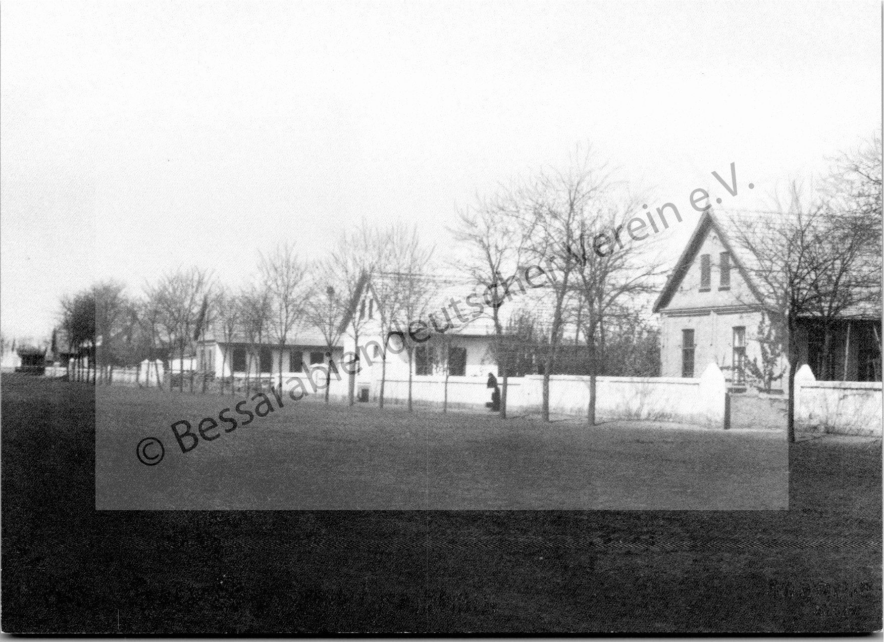 Postkarte - Straßenansicht der Tochterkolonie Friedrichsdorf