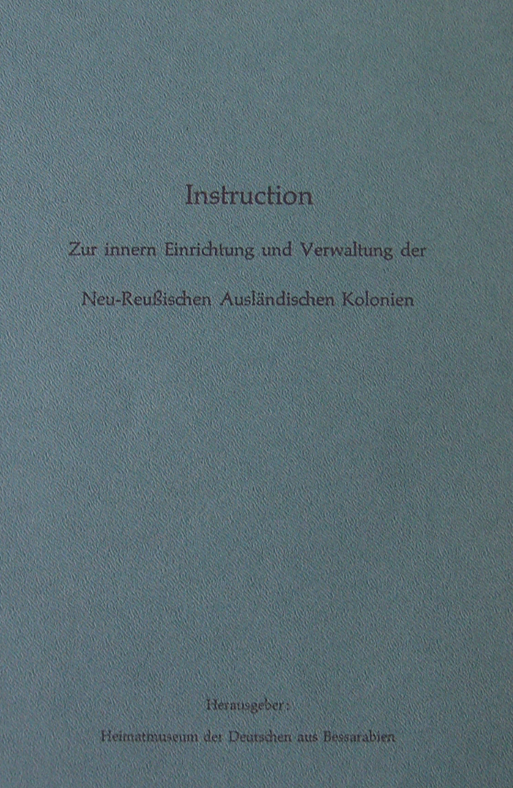 Instruction zur Verwaltung ... der Kolonien