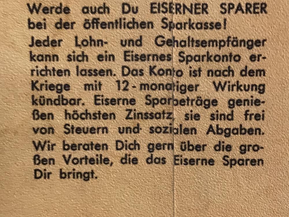Im Museum in Lodz findet sich dieser Aufruf  fürs Eiserne Sparen