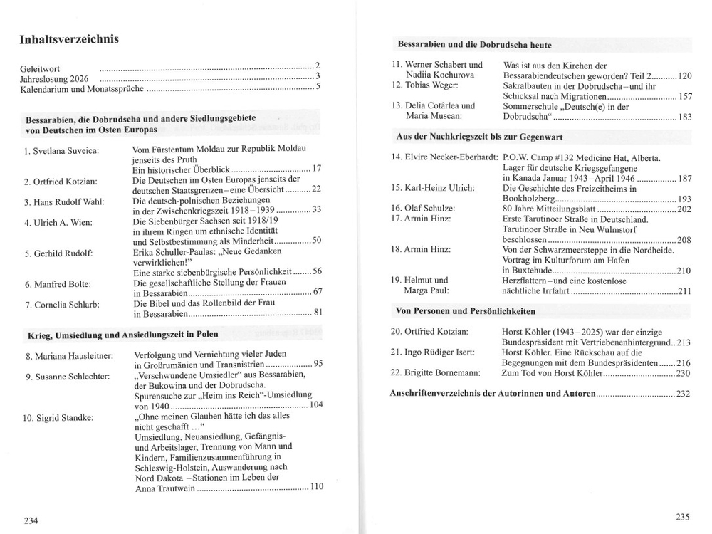 Inhaltsverzeichnis Jahrbuch 2026